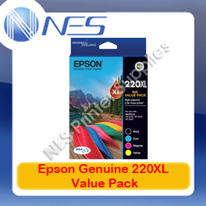 Epson Genuine 220XL-BK/C/M/Y High Yield Ink Value Pack for WorkForce WF2630/WF2650/WF2660 [P/N:T294692]
